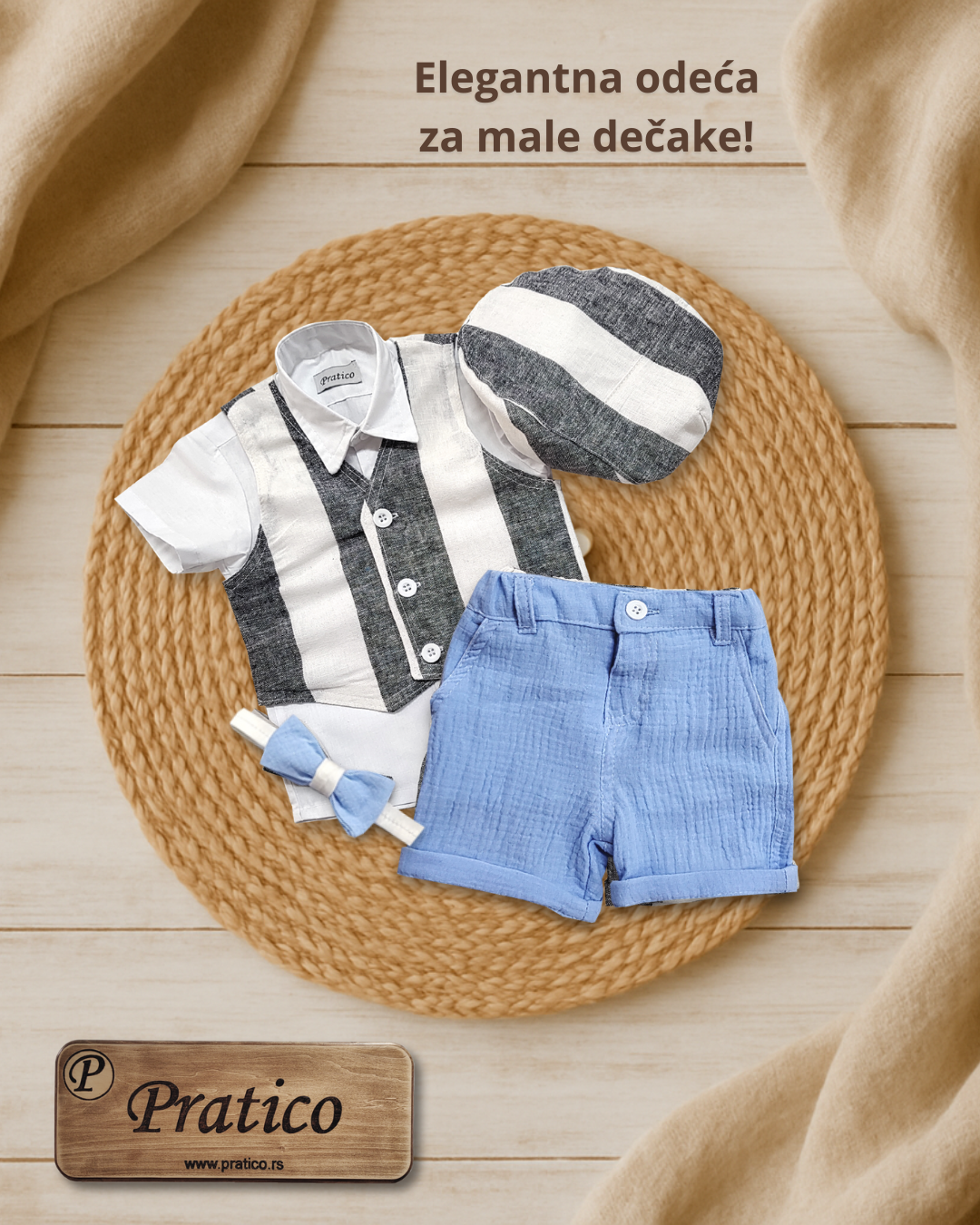 Pruge/plavo/beli komplet za male dečake